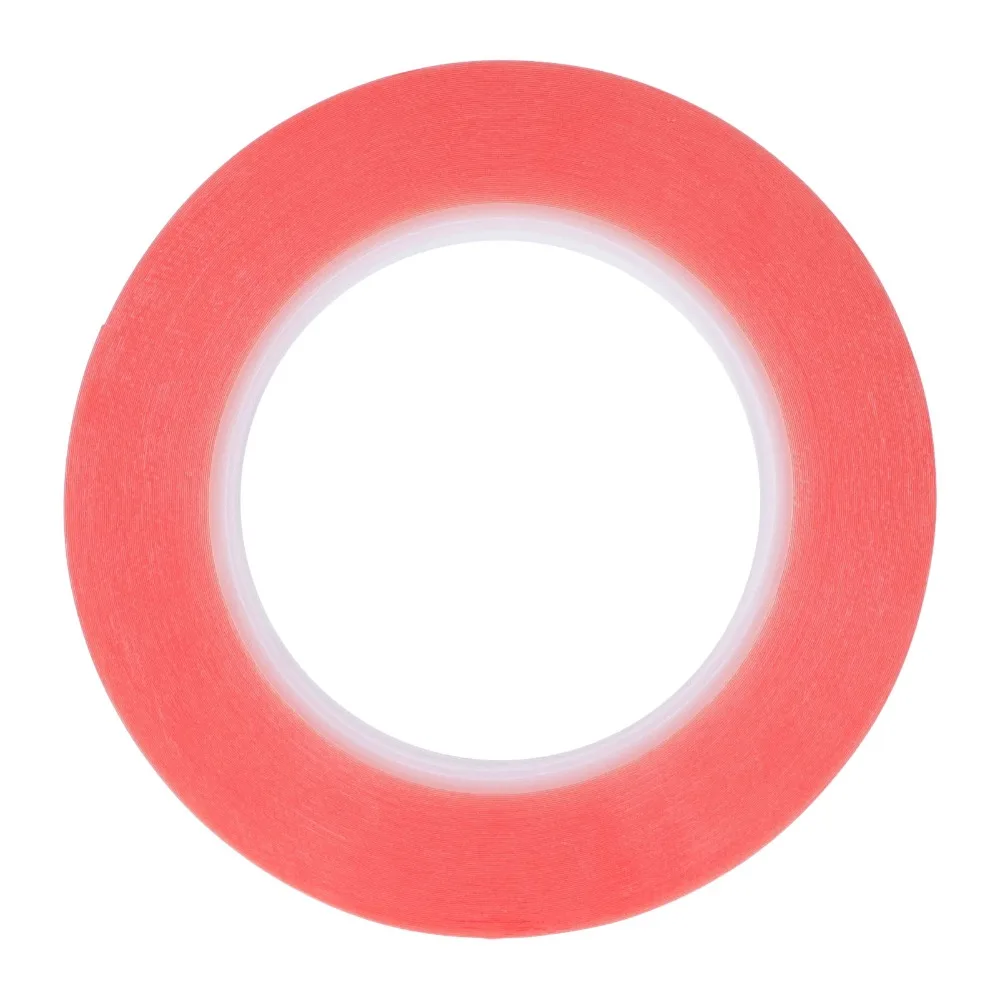 Red Double-Sided Adhesive Tape Set - 5 PCS, Strong Removable PET, Various Widths
