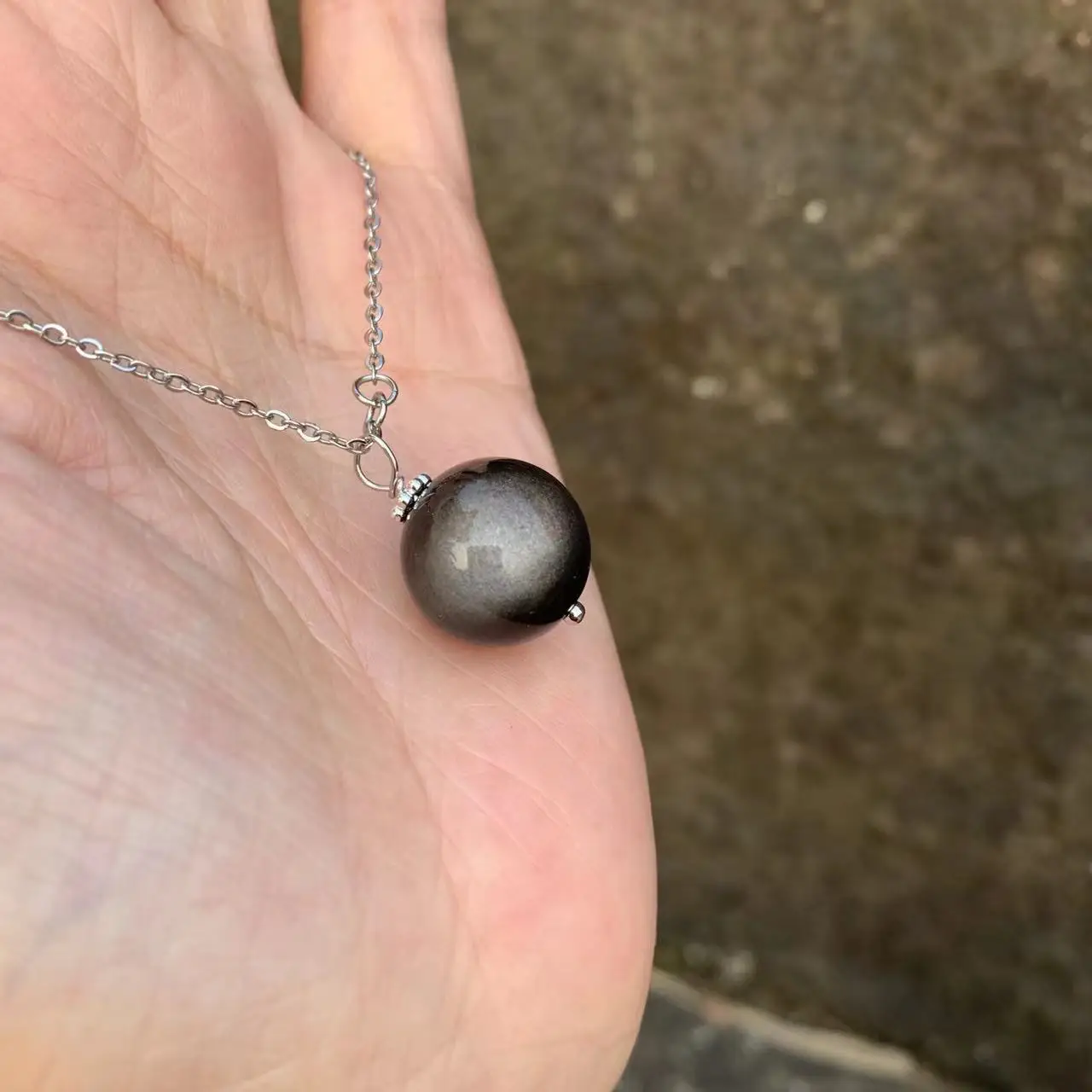 14MM Natural Obsidian Pendant Necklace Handmade Stones Healing Energy Gift