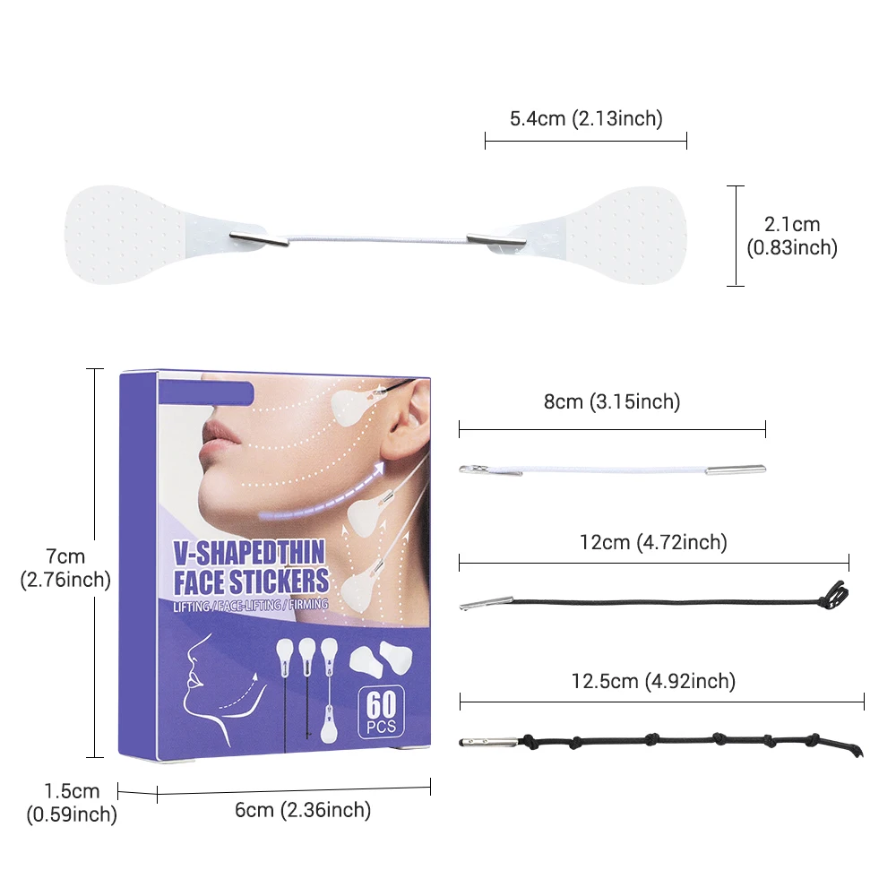 60Pcs Invisible Face Sticker Fox Eyes Neck Double Chin Lift V Shape Refill Tapes Thin Makeup Facelifting Patch Lift Face Sticker
