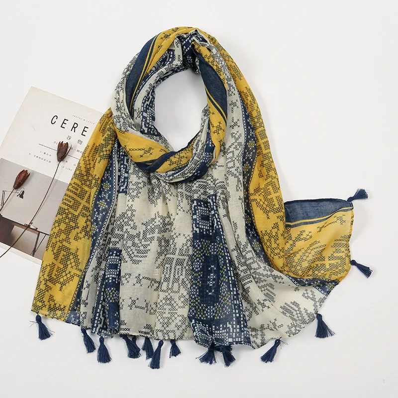 Mode dünne wilde Mohn Blumen Quaste Viskose Schals Schal Frauen hochwertige Wickel Pashmina gestohlen Bufandas muslimischen Hijab 180*90cm – Detail 11