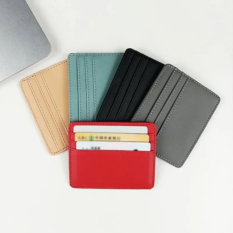 ID and Bank Card Holder Wallet Men and Women Business PU Leather Card Protector Case Coin Cards Cover Pouch Bag