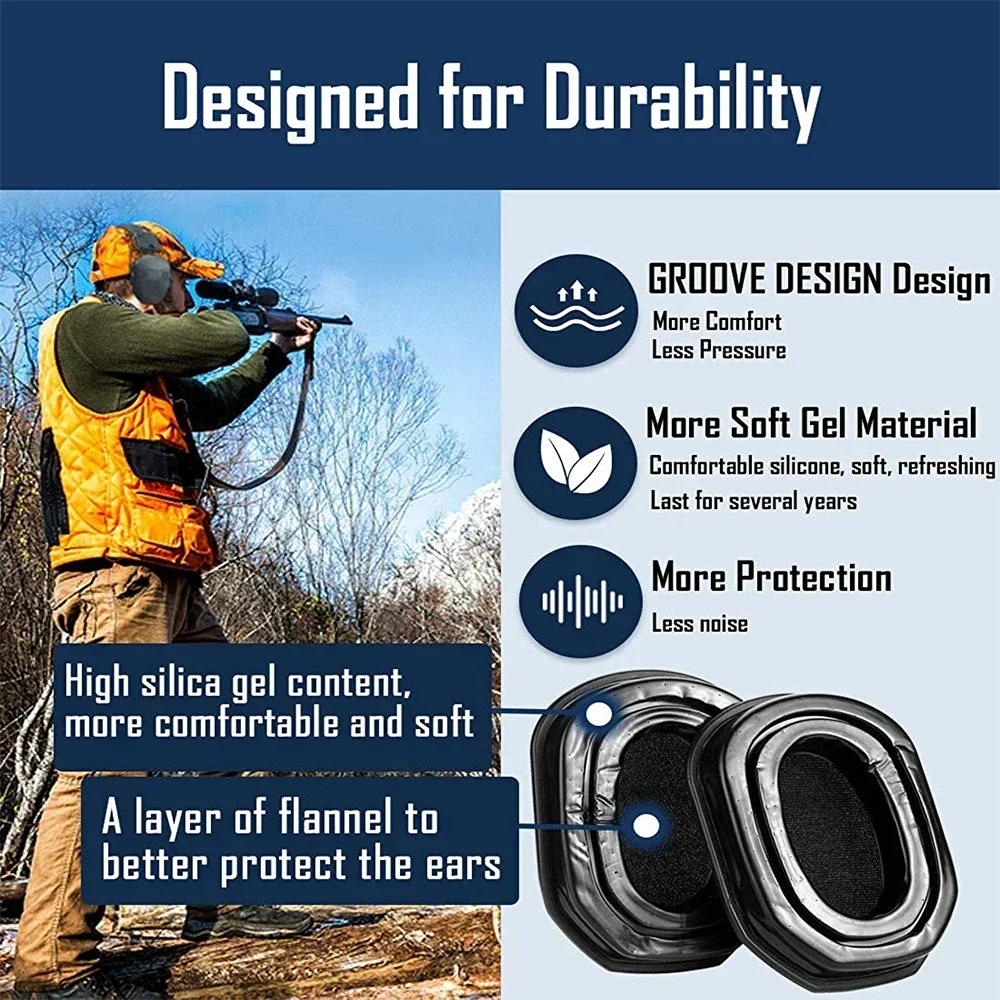 Gel Ear Cushions Compatible with Walkers Razor Electronic Earmuffs Tactical Anti-noise