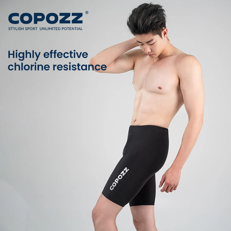 COPOZZ plus size men's swimming trunks shorts long to knee competitive surf training swimsuit male quick dry anti-embarrassment swim trunks swim shorts men swimsuit