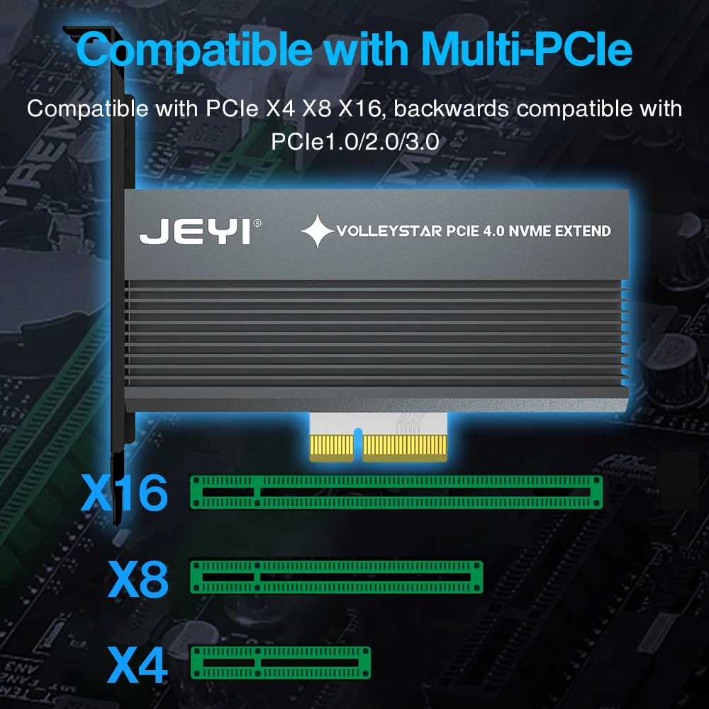 M.2 to PCIe Adapter JEYI VolleyStar with Heatsink Bracket