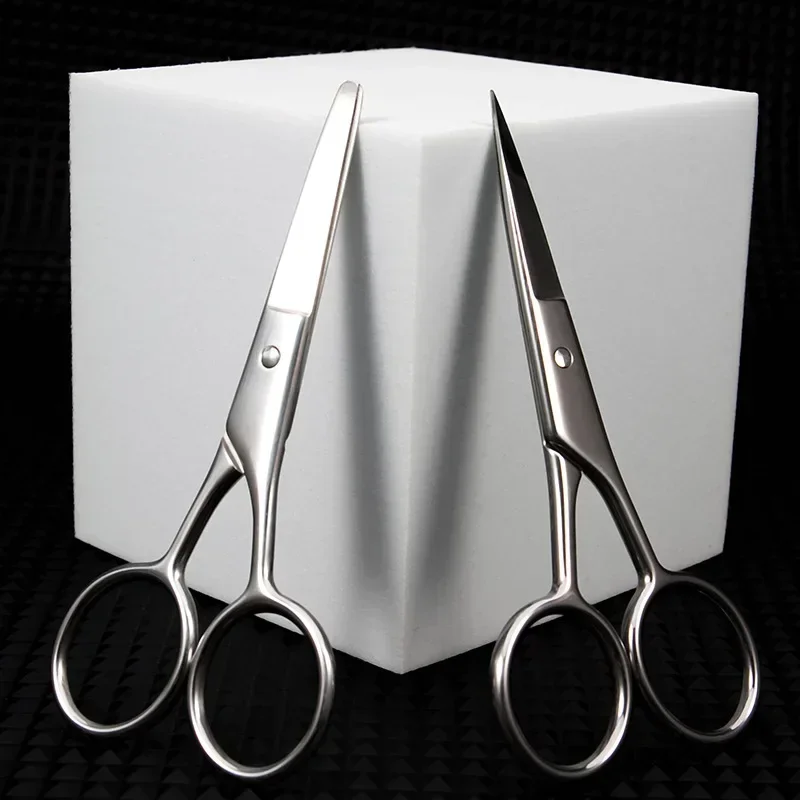 Stainless Steel Round Head Nose Hair Scissors Makeup Eyebrows Small Scissors Beard Scissors Beauty Tools Makeup Tools 2