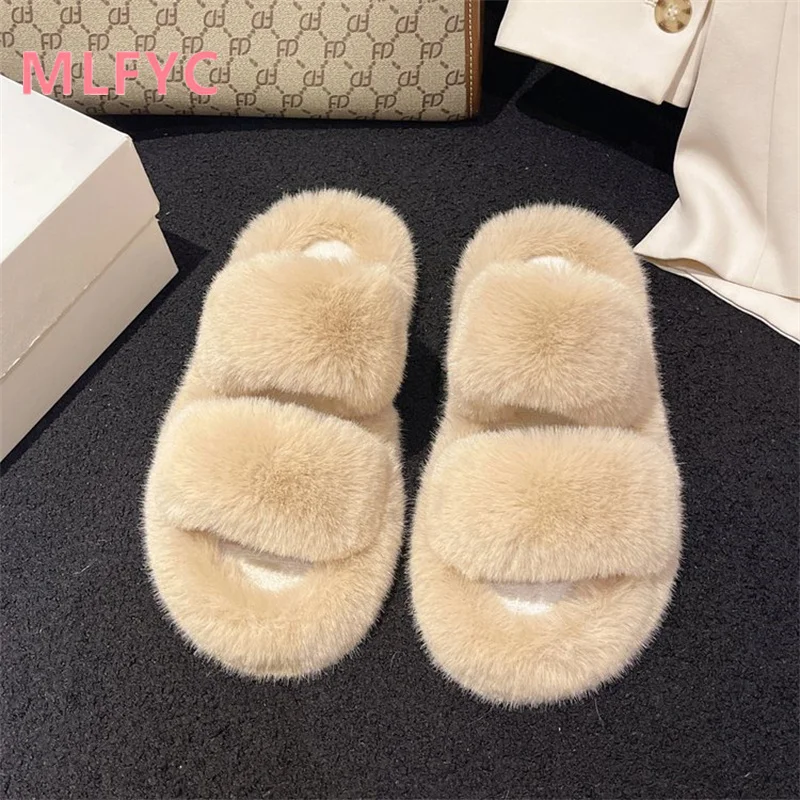 Autumn New Thick Sole Warm Slippers for Women's Outwear Fashion Women's Shoes for Indoor Use