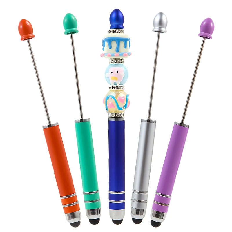 DIY Touch Screen Beaded Ball Pen Creative Beadable Ballpoint Pens Cute Stationery Pens For Writing School Office Supplies