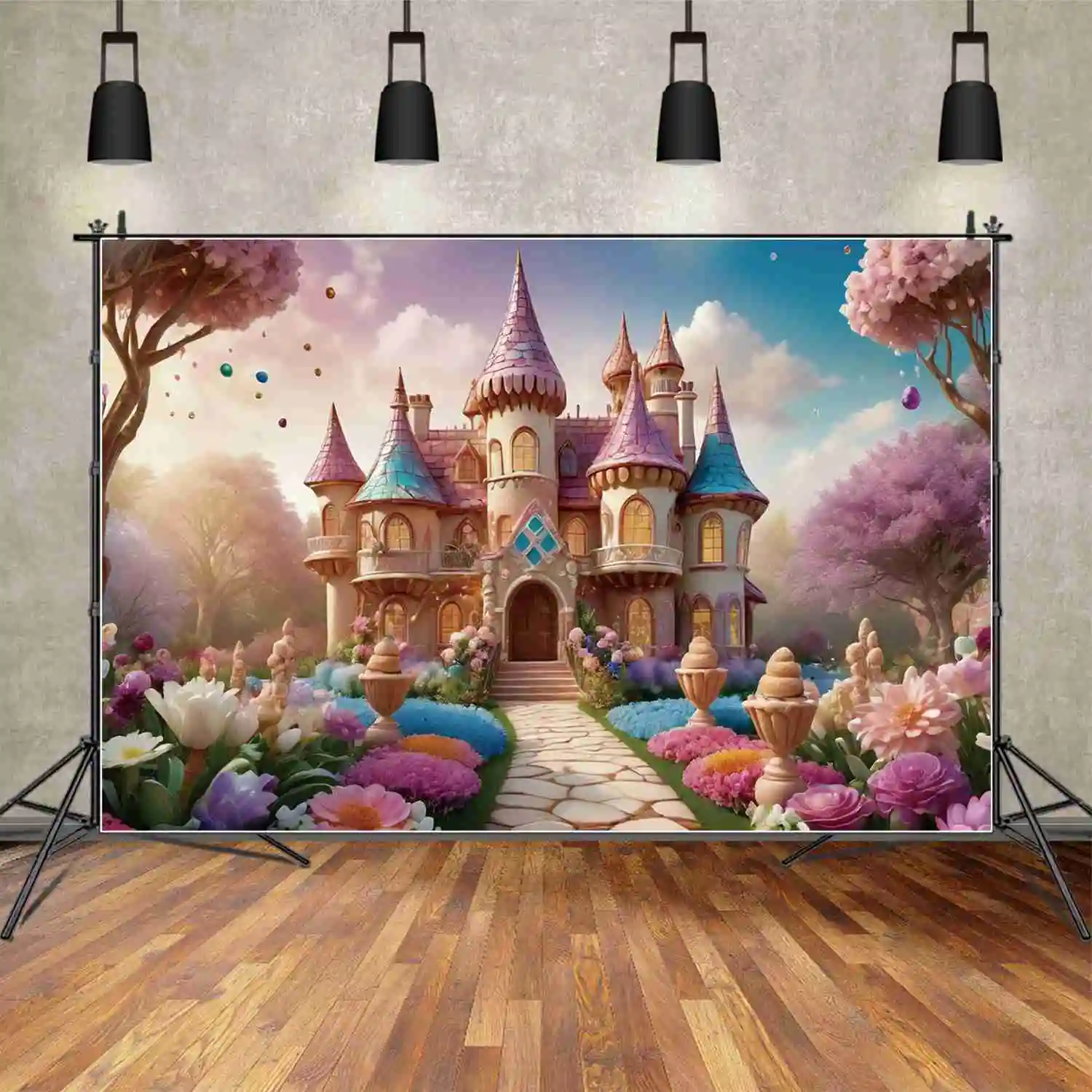 

MOON.QG Принцесса Цветочная фея день рождения фон Дети цветы сад облако фон под заказ вечерние