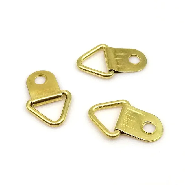 Gancho de pared con tornillo para colgar en forma de D, marco de imagen de espejo, pintura al óleo, trabajo artístico, 25 piezas, triángulo, dorado, plateado, negro - Imagen 3