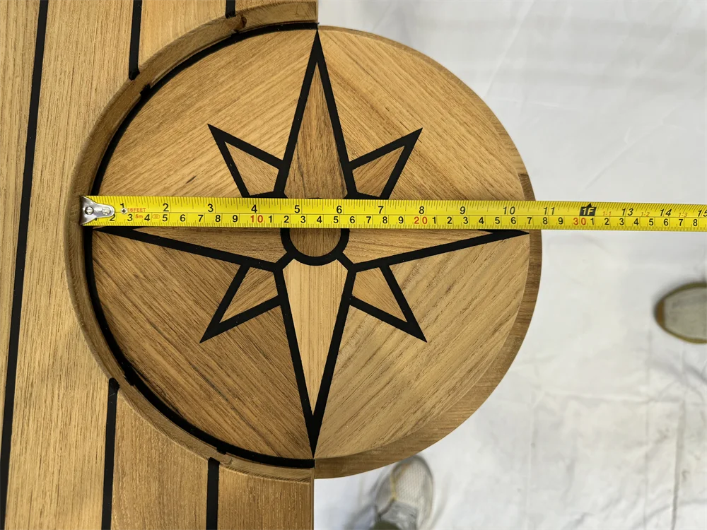 Table pliante en teck tonneau incrustation d'étoiles 470/960 x 650 mm