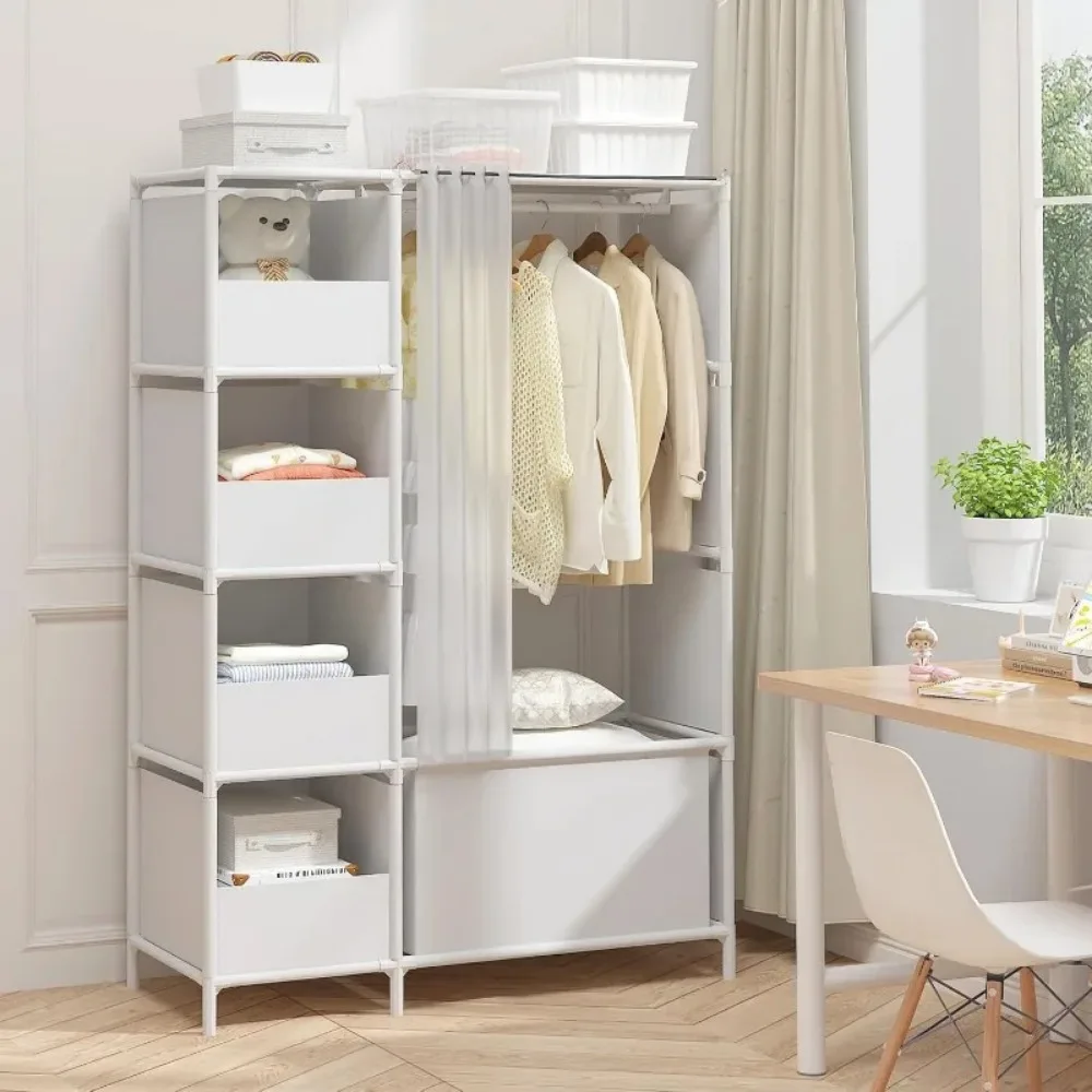 Portable Closet，Free Standing Wardrobe Closet with Hanging Rod and Curtain， Cloakroom, Bedroom，40.55 X 16.73 X 65.35Inches 6