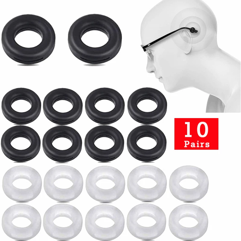 

10pairs Round Eyeglasses Temple Tip Retainer Silicone Anti-Slip Holder Comfort Glasses Ear Hook Sleeve Holder for Spectacle