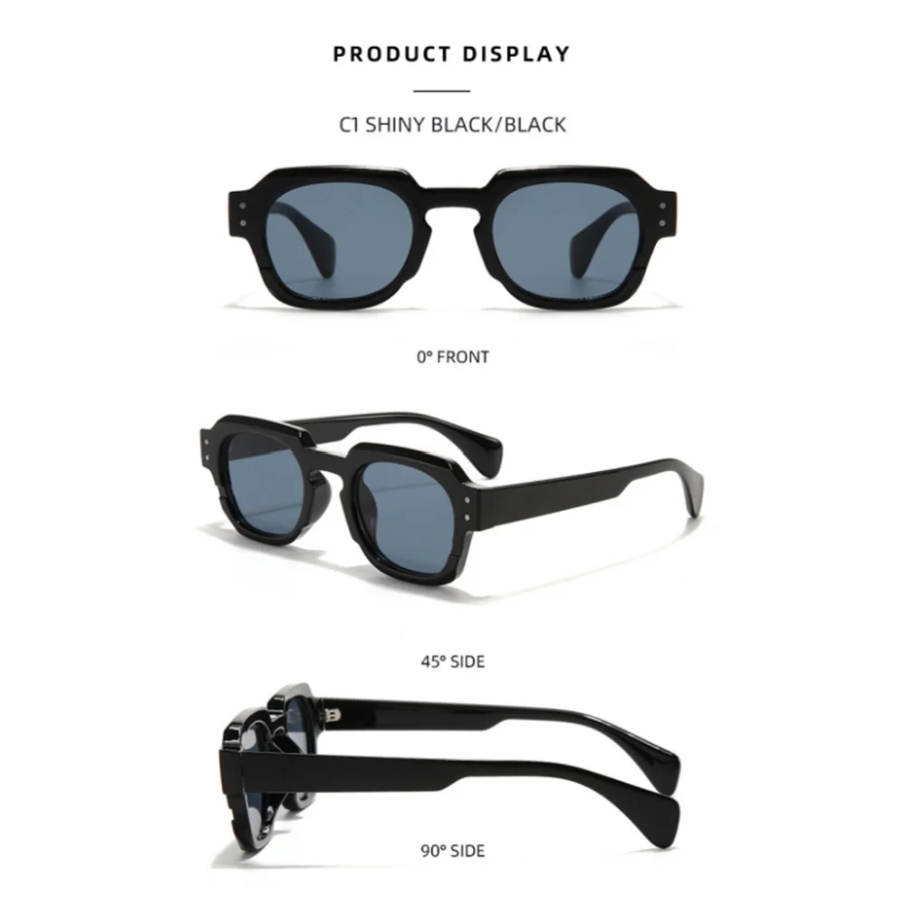 Classic Retro Concave Sunglasses Women Fashion Small Square Punk Sun Glasses Men Vintage Summer Beach Shades Black Purple Frame
