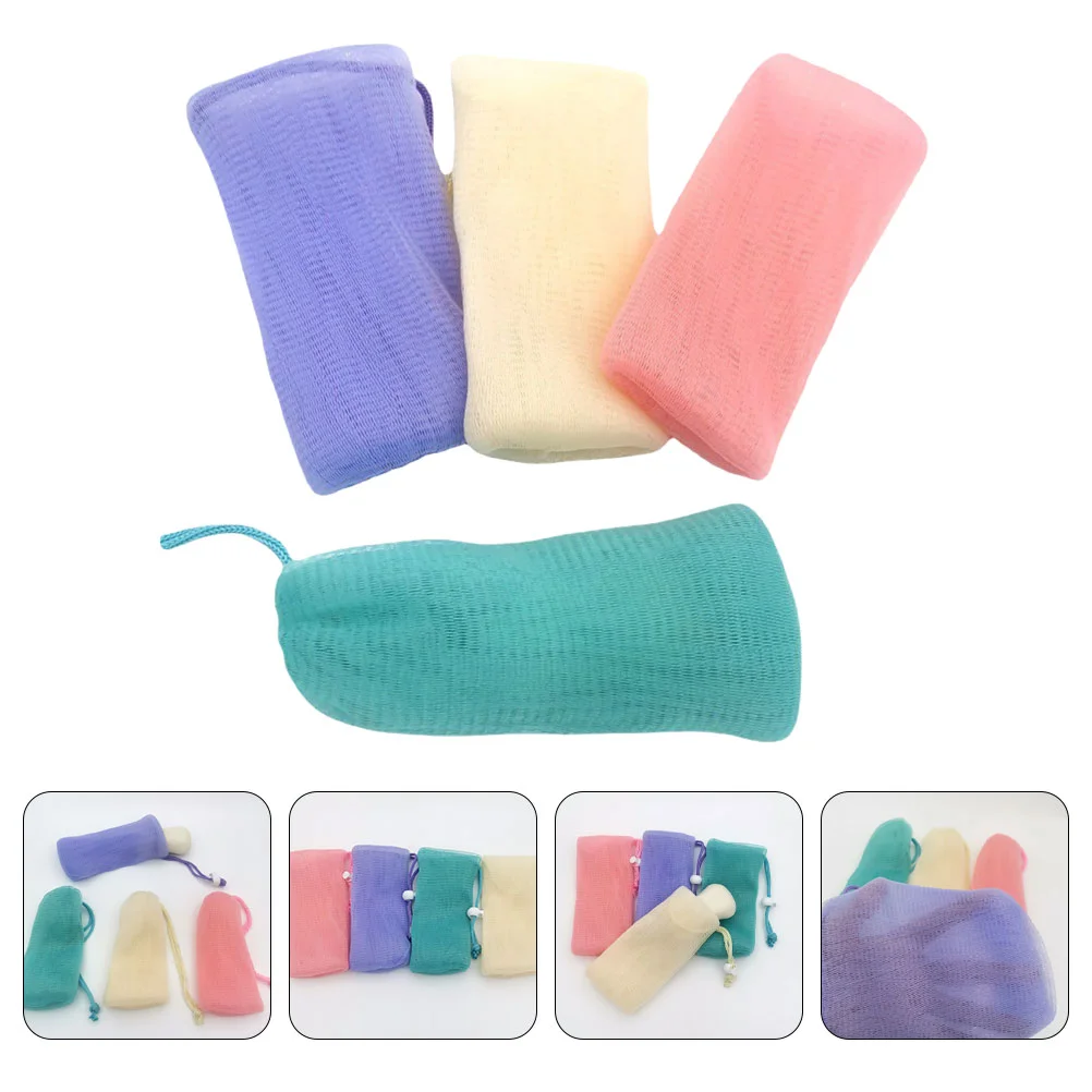

4 Pcs Soap Foaming Mesh Bag Rack Cover Bath Exfoliating Pouch Small Bar Bags Bars