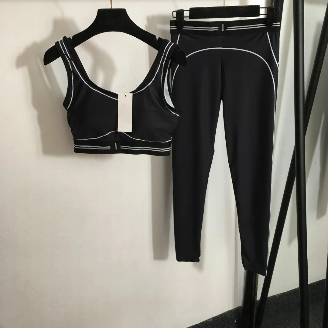 2025 New Women's Yoga Exercise Set with Camisole Vest and Elastic Slimming Pants Set