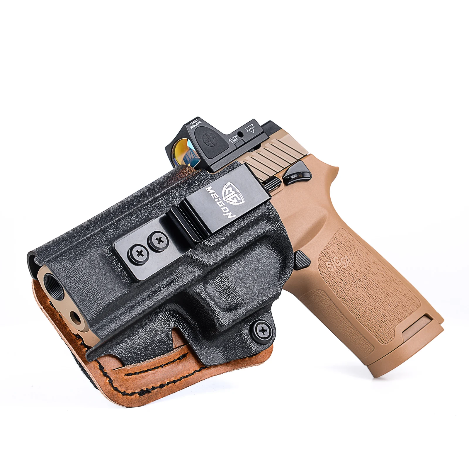 IWB Kydex-Hybridholster mit Leder- und Schaumstoffpolsterung für Sig Sauer P320 M18/ P320 X Carry/ P320 Compact Pistolen-Clips, verdeckte Tragetasche – Detail 9