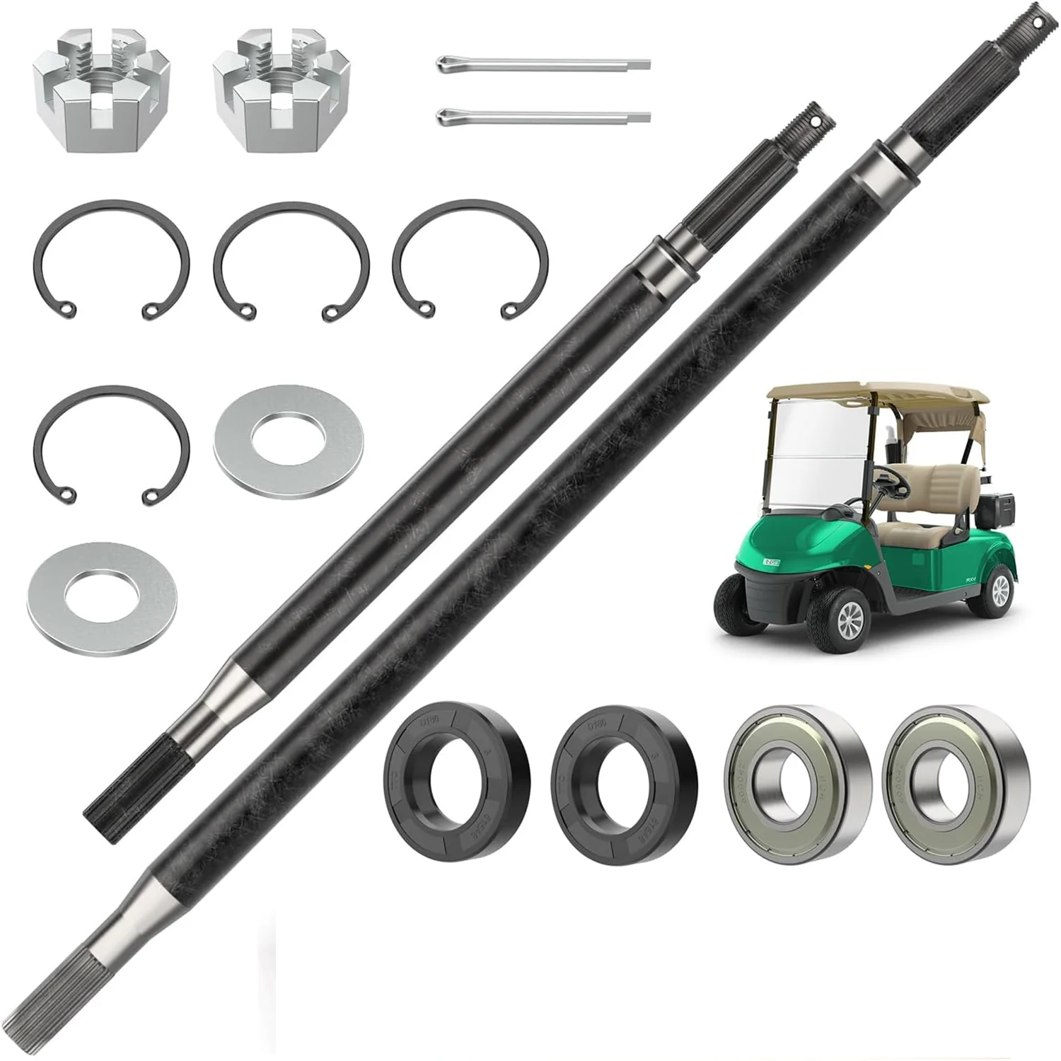 Golf Cart RXV Rear Spline Axle Shaft with Bearing Seal Kit fit EZGO RXV ...