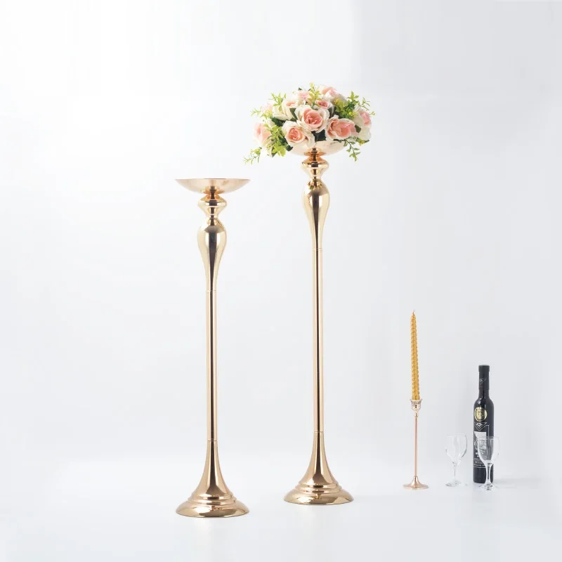

10 PCS Gold Flower Rack Tall Candle Holder Wedding Table Centerpieces Vase Decoration Event Party Road Lead