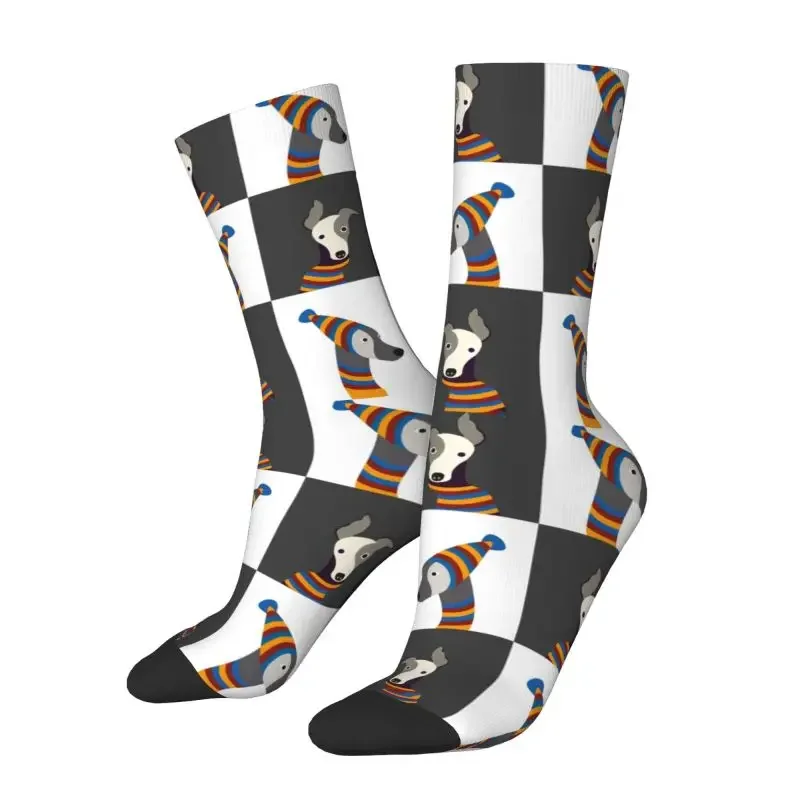 

Funny Cartoon Greyhound Whippet Dog Men Women Crew Socks Unisex Cute 3D Printed Sighthound Hound Socks