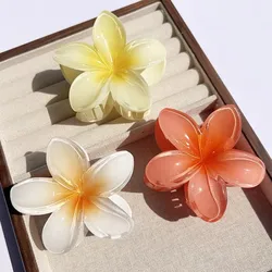 Hawaiian Gradient Flower Hair Claw Clip - Large Bohemian Hair Accessory (Set - 9)