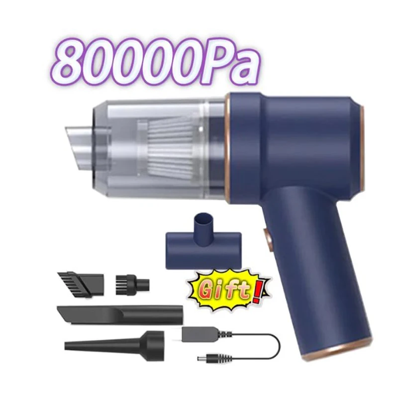 Car Vacuum Cleaner 80000Pa Wireless Charging Compressed 2 in 1 Air Blower Air Duster Handheld High-power Duster For Home Office