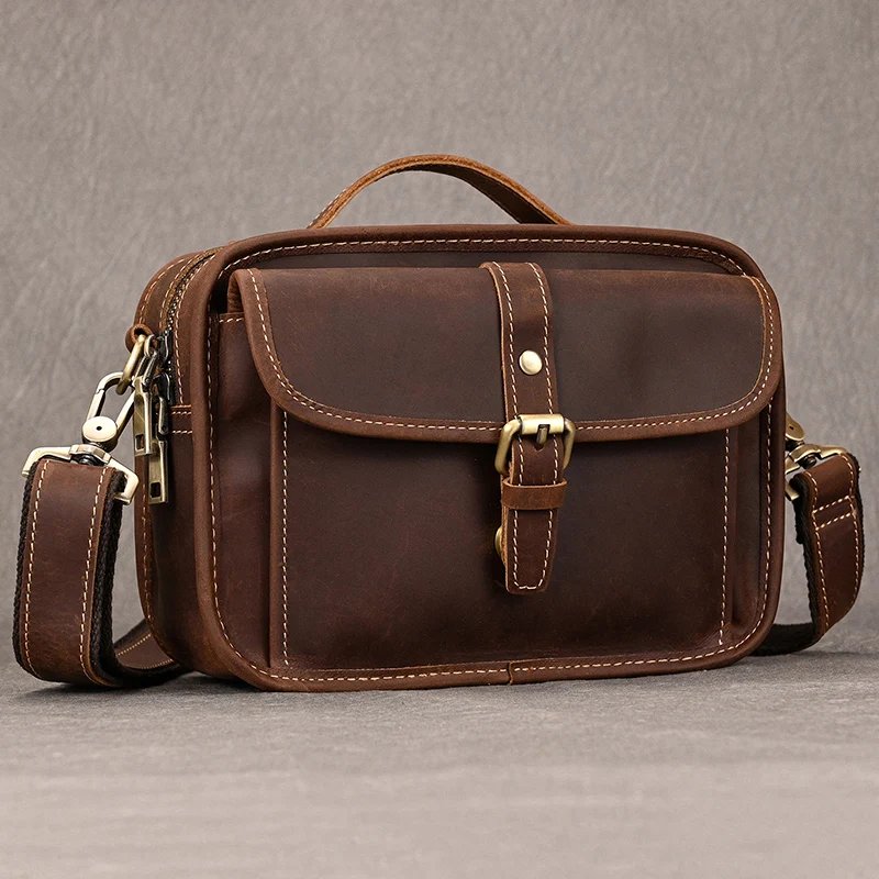 

Retro Genuine Leather Handbag Small Shoulder Bag for Men Women Crossbody Bag For Man Male Business Sling Bag Leather Satchel