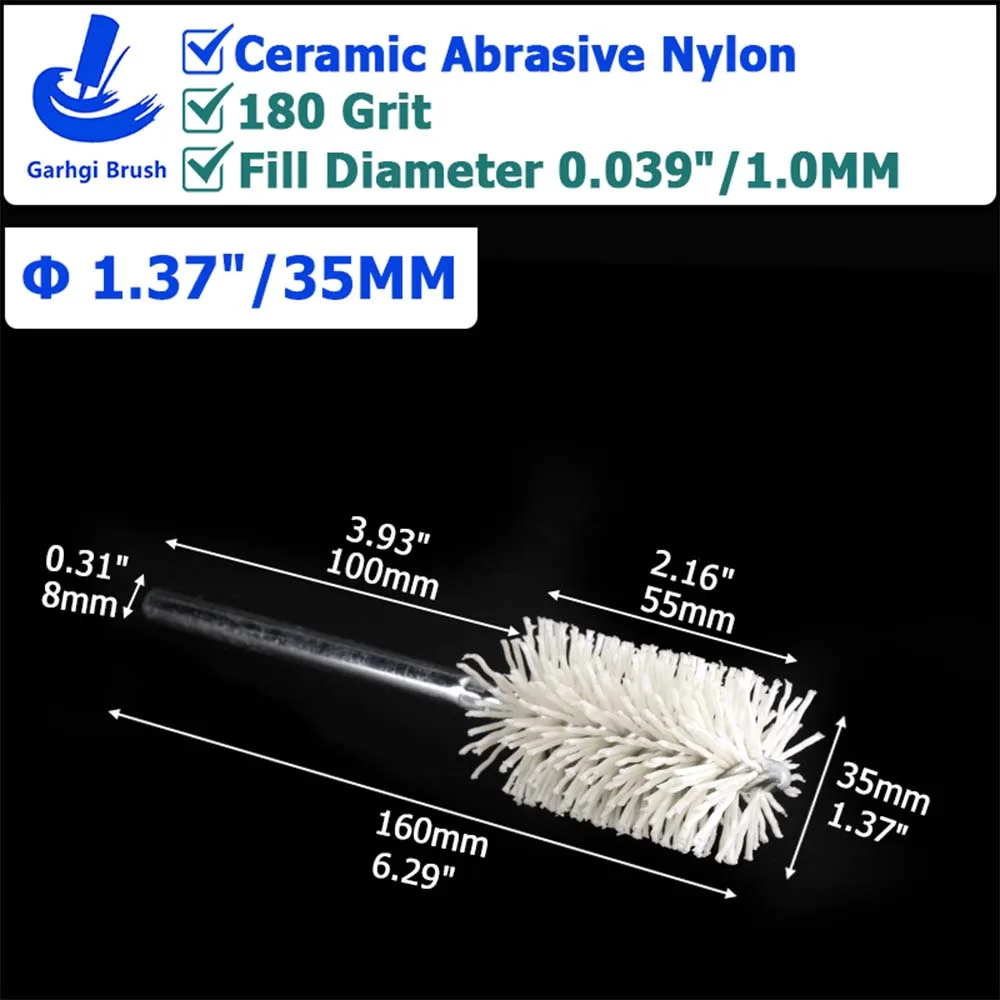 Ceramic Abrasive Nylon Tube Brushes for Surface Prep and Polishing