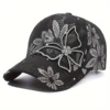New Ladies small lace splicing breathable sunshade hat mesh inlaid diamond butterfly baseball cap 5