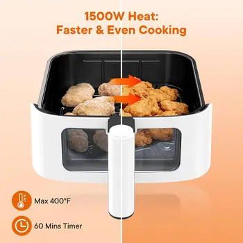 4QT Air Fryer with Visible Window, 1500W Digital Touchscreen Air Fryer with 8 Presets, White 5