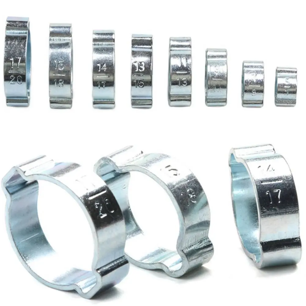 10Pcs Zinc Plated Double Ears Hose Clamps Worm Drive Adjustable Fuel Tube Water Pipe Fixed Clip Spring Clamps Assortment Kit