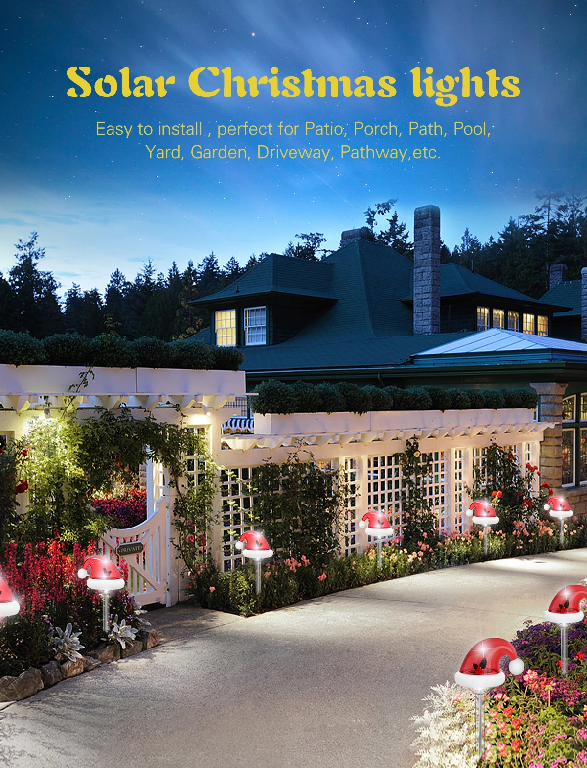 Description Picture 2 of itemChristmas Decorations Outdoor Waterproof Solar Christmas Garden Stakes Solar Christmas Pathway Lights for Yard Lawn Path Xmas