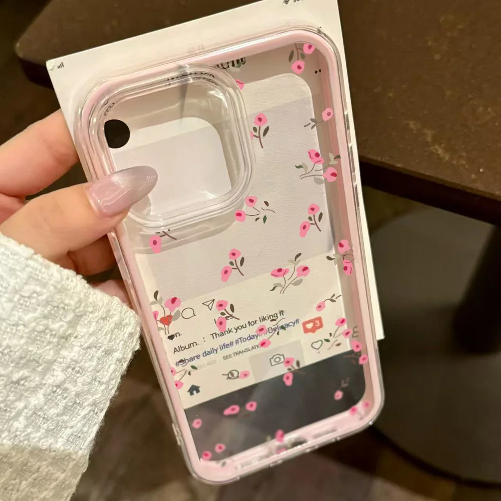 ตัวเลือกสินค้า เคส TPU นิ่มใสลายดอกไม้ 2 in 1 สำหรับ iPhone 11-17 Pro Max 13-15 14 12 17 Air