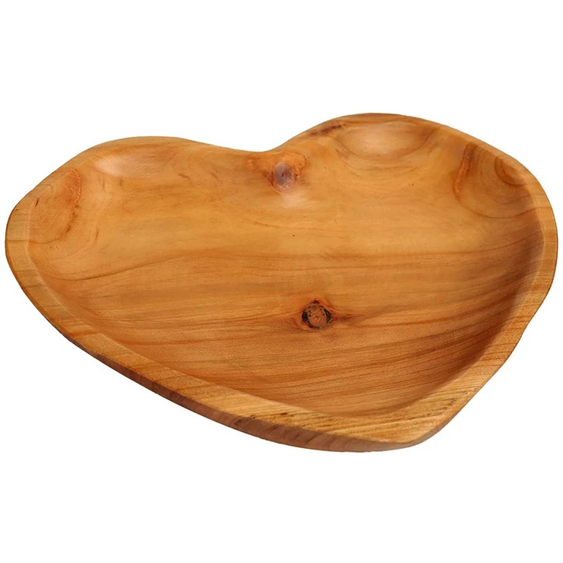 

Creative Root Wood Dish, Heart Shaped Wooden Serving Tray, Natural Hand Carved Platter For Fruit Bread Salad