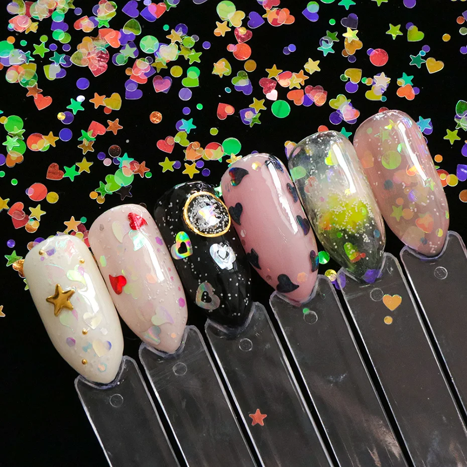 Holographic Nail Glitter Butterfly Star Round Heart Flake Mirror Sequins Gradient Mermaid Ultra Thin Slice Decoration SA1591
