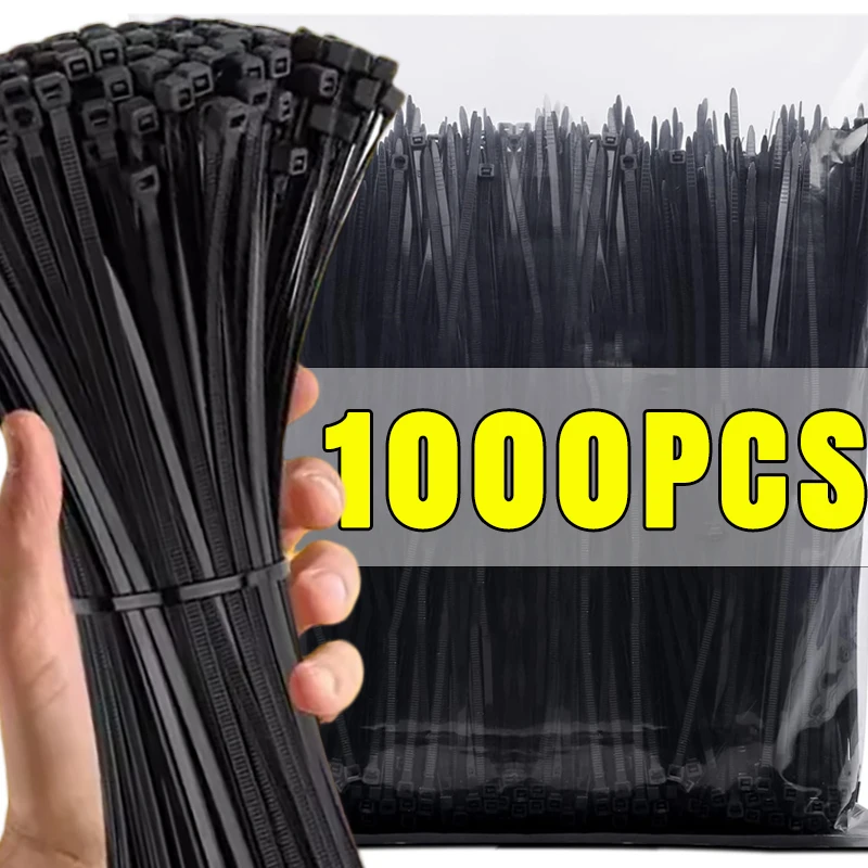 

100-1000Pcs Nylon Cable Ties Self-locking Cord Ties Straps Adjustable Plant Bundle Cables Fastening Ring Loop Wire Tie Wholesale