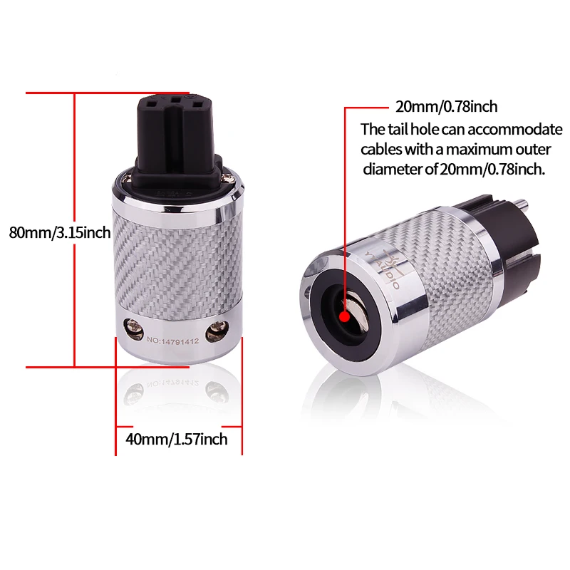 YYAUDIO Hifi EU 전원 플러그 IEC 오디오 커넥터 하이엔드 탄소 섬유 로듐 도금 공급 플러그 커넥터 어댑터 15A/250V