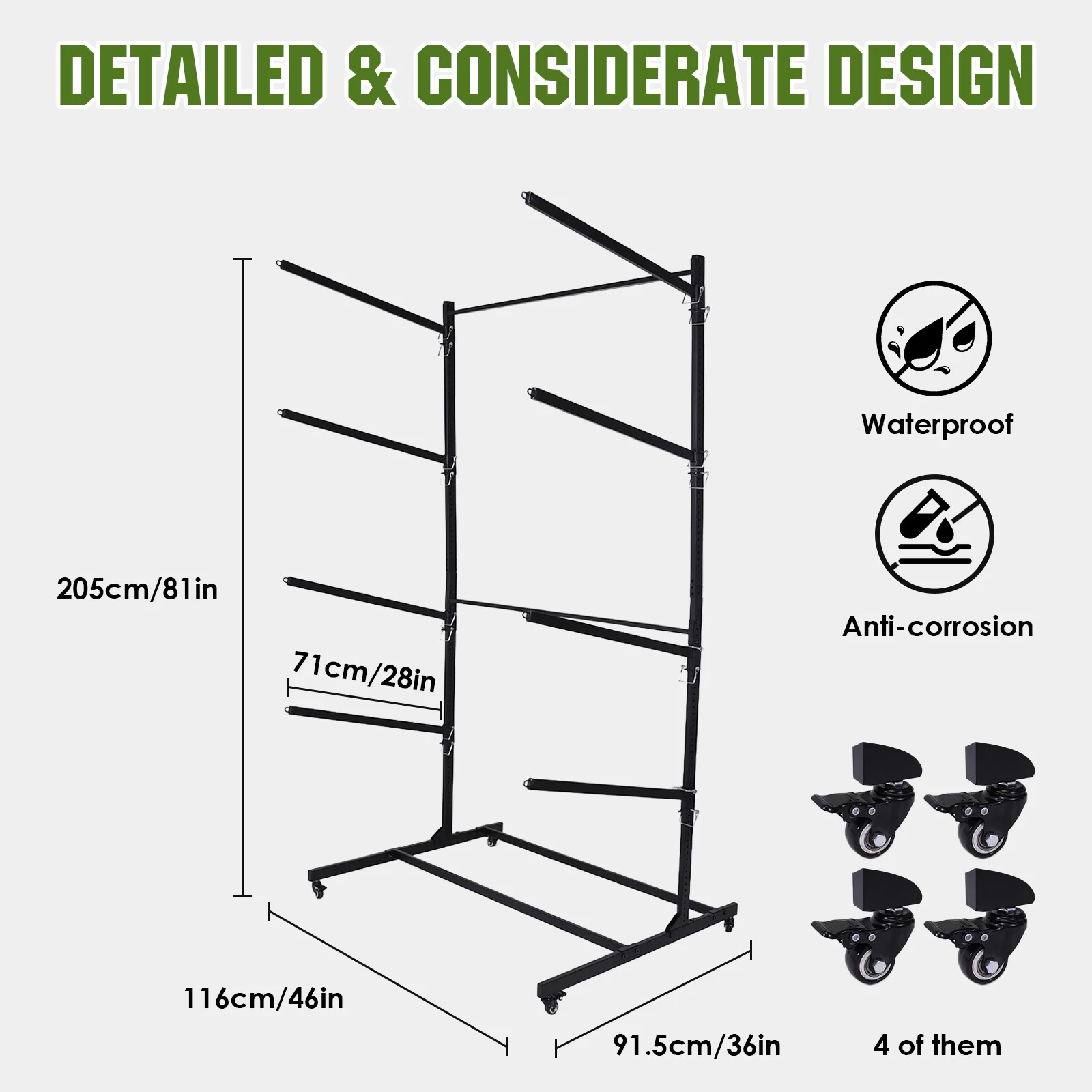 4-Tier Freestanding Kayaks and SUP Rack 100 Capacity Per Tier Heavy Duty Kayaks Stand Canoe Rack for Kayaks Boats