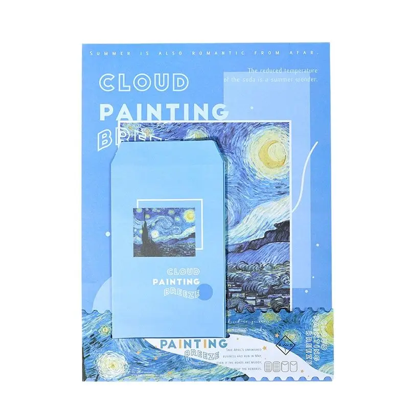 Set of 9 Artistic Oil Painting Series Envelopes - Van Gogh & Monet Inspired Stationery Supplies