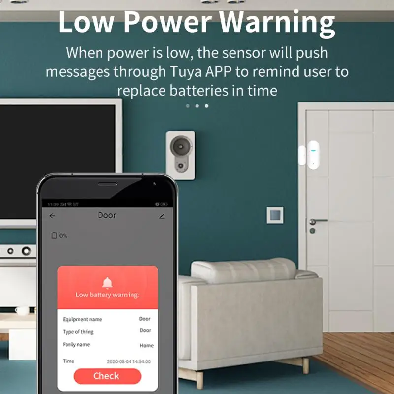 Tuya Smart WiFi Door Window Sensor Safe Monitoring Remote Detectors Alarms System Voice Control Works With Alexa Google Home