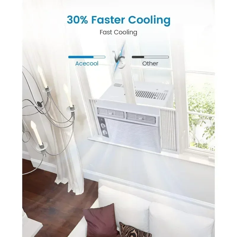 5,000 BTU Small Window Air Conditioner Cool Up To 150 Sq.ft. with Manual Adjustable Fan and Cooling Modes for Small Room