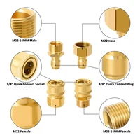 Pressure Washer Quick Connect Kit M22 14mm to 3/8 Hose Quick Connect Fitting Adapter for Power Washer Gun Hose Pump 5000 PSI 2