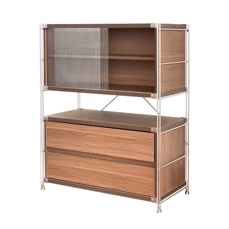Sideboard Cabinet Cupboard Stainless Steel Storage Rack Kitchen Floor Multi-Layer Wall Storage Armoires de Cuisine