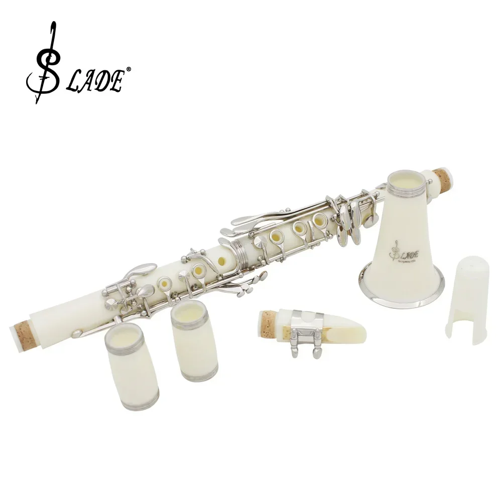  SLADE Bb White Clarinet 17 Keys Bakelite Wooden Professional Woodwind Instrument Tenor Clarinet With Box Accessories ﻿