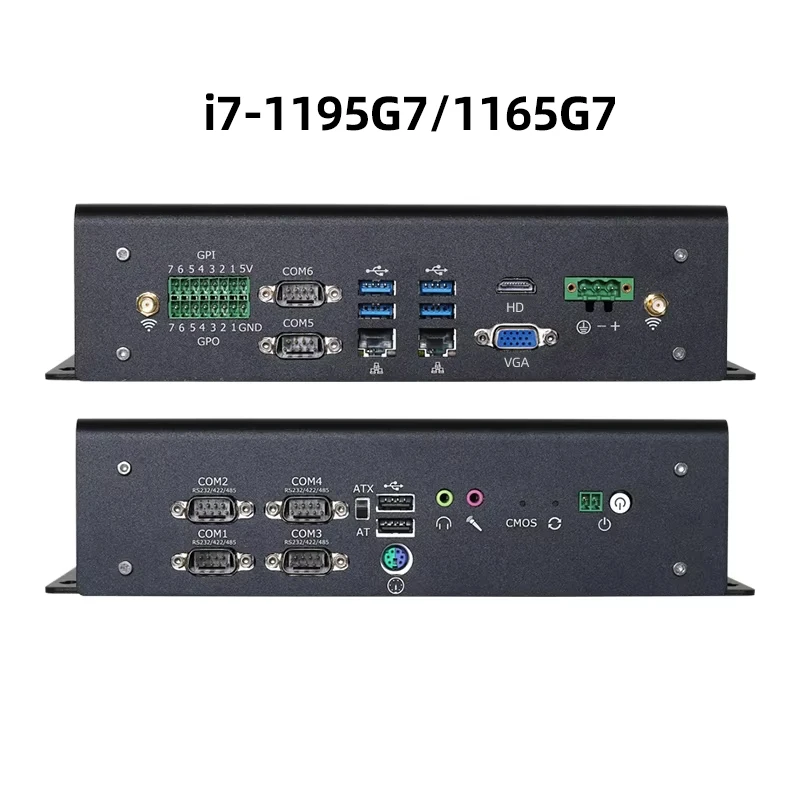 ファンレス　ミニPC　 I7-1165G7 ６LAN ファンレス産業用ミニ PC i7 1165G7 6x DB9 RS232/422/485 2x GbE LAN