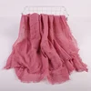 hijab Bandeau voile froissé en coton pour femme, écharpe longue de couleur unie