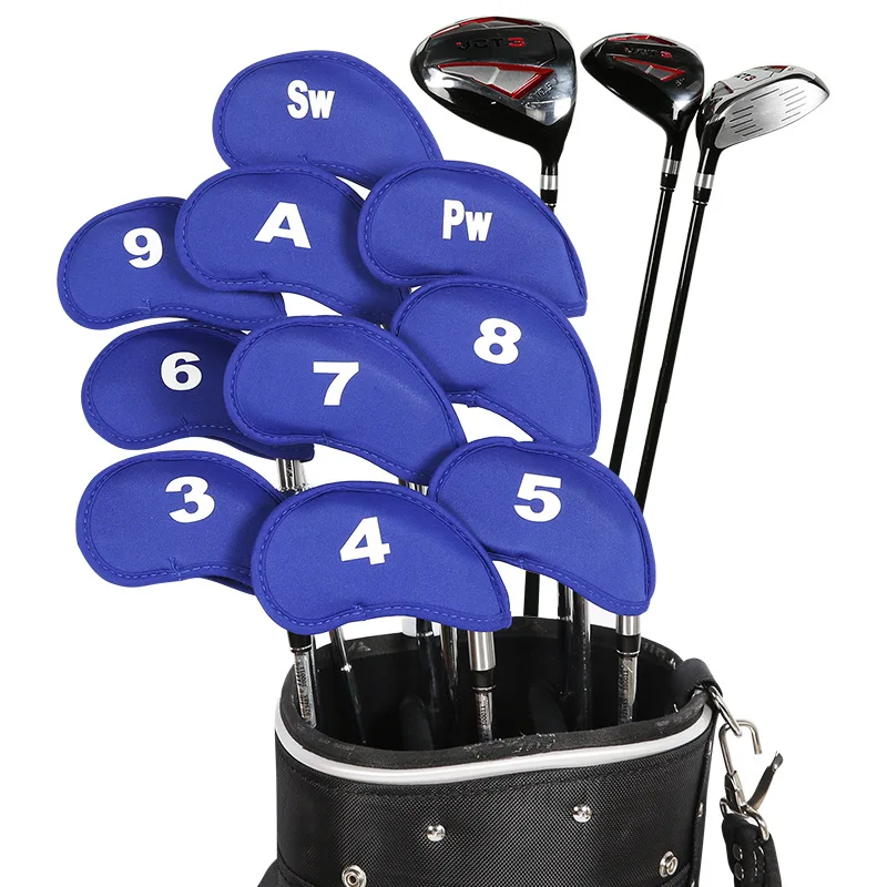 10 stücke Golf Head Covers Club Eisen Protector Neopren Headcover Golf Zubehör Schwarz Golfer Licht Geschenk Für Golfer Drei Farben – Detail 6