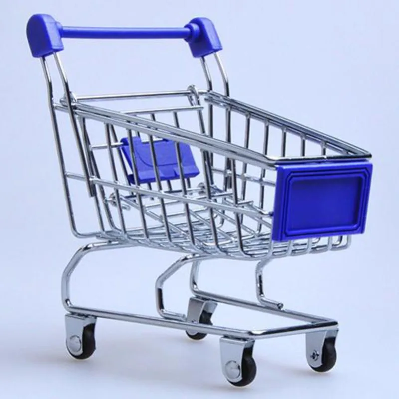 Supermarket Hand Trolley Mini Shopping Cart Desktop Decoration Storage Toy Gift 5