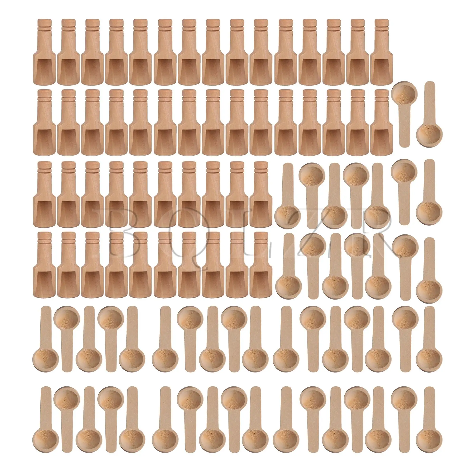 

BQLZR 100 Pcs Kitchen Wood Small Mini Spoons for Salt Condiment Coffee Honey