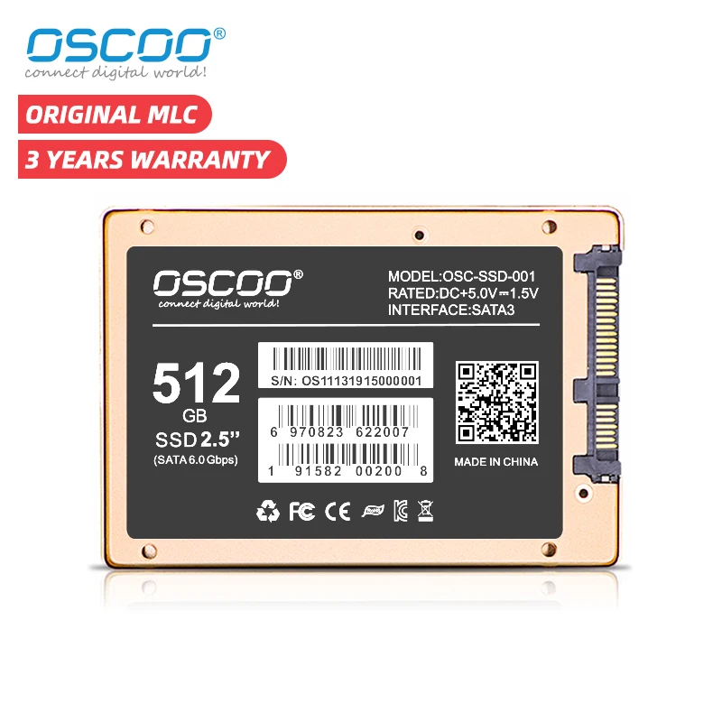 Твердотельный накопитель OSCOO SSD 128 ГБ 256 ГБ 512 ГБ 2D MLC NAND, Внутренний твердотельный накопитель SATA 3, жесткий диск 2,5 дюйма HD для ноутбука, настольного ПК