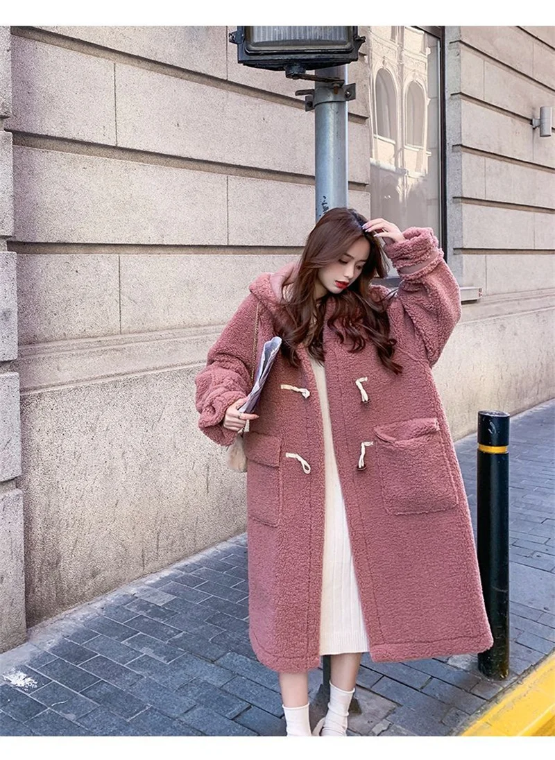 Fat MM Extra Large 300 catties Plush Thickened Lamb Fleece Coat Women's Mid length Autumn/Winter Versatile Loose Coat Trend